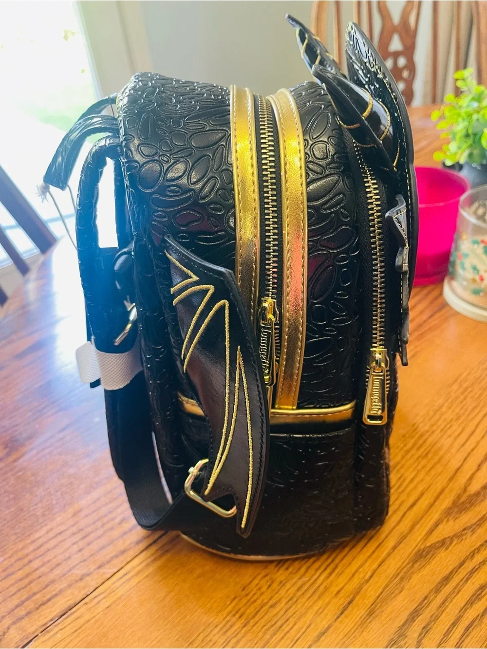 Loungefly Black and Gold Dragon Mini Backpack NWT